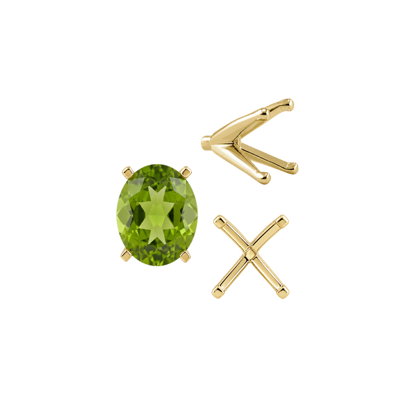 ITI NYC Four Prong Oval Settings with Peg in 14K Gold (6.00 x 4.00 mm - 14.00 x 10.00 mm)