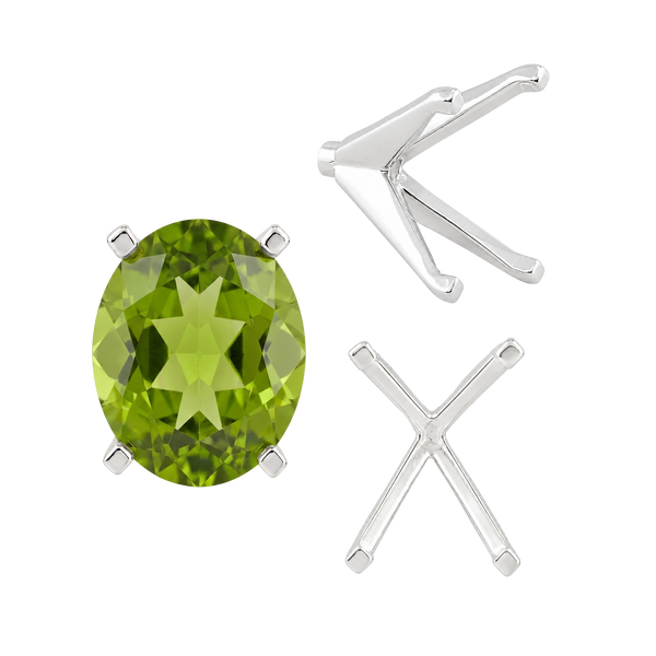 ITI NYC Four Prong Oval Settings with Peg in Sterling Silver (6.00 x 4.00 mm - 14.00 x 10.00 mm)