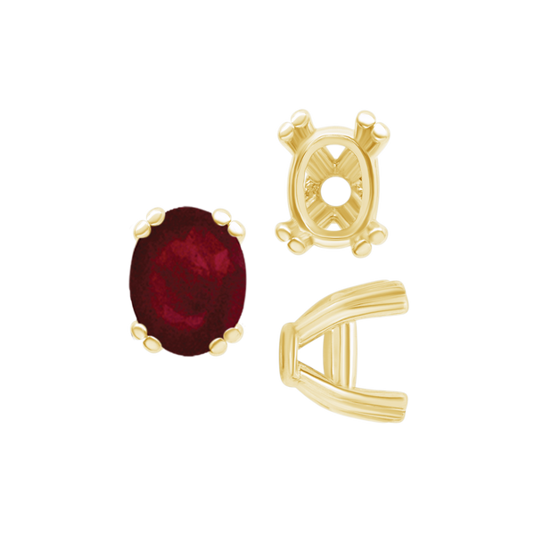 ITI NYC Twin Prong Oval Settings in 14K Gold (7.00 x 5.00 mm - 10.00 x 8.00 mm)