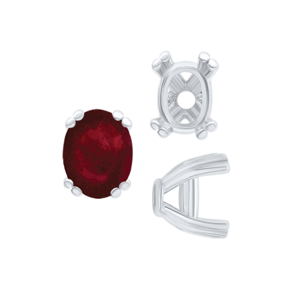 ITI NYC Twin Prong Oval Settings in Sterling Silver (7.00 x 5.00 mm - 10.00 x 8.00 mm)