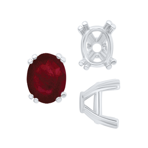 ITI NYC Twin Prong Oval Settings in Sterling Silver (7.00 x 5.00 mm - 10.00 x 8.00 mm)