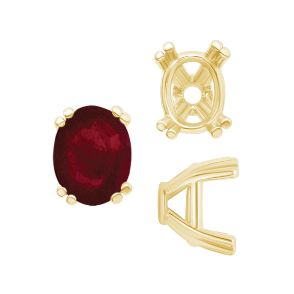 ITI NYC Twin Prong Oval Settings in 14K Gold (7.00 x 5.00 mm - 10.00 x 8.00 mm)