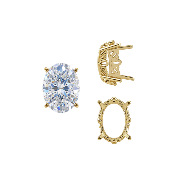 ITI NYC Four Prong Oval Filigree Settings in 14K Gold (5.00 x 3.00 mm - 20.00 x 15.00 mm)