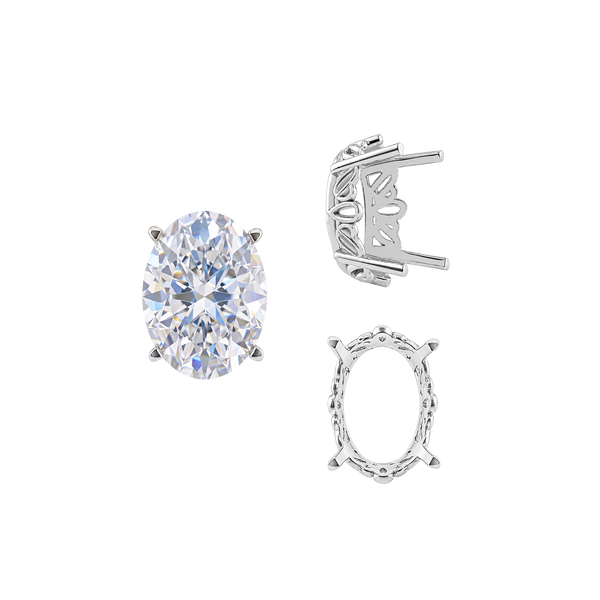 ITI NYC Four Prong Oval Filigree Settings in Sterling Silver (5.00 x 3.00 mm - 20.00 x 15.00 mm)
