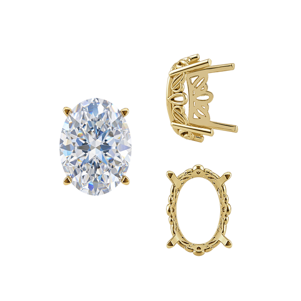 ITI NYC Four Prong Oval Filigree Settings in 14K Gold (5.00 x 3.00 mm - 20.00 x 15.00 mm)