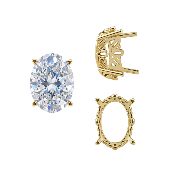 ITI NYC Four Prong Oval Filigree Settings in 14K Gold (5.00 x 3.00 mm - 20.00 x 15.00 mm)