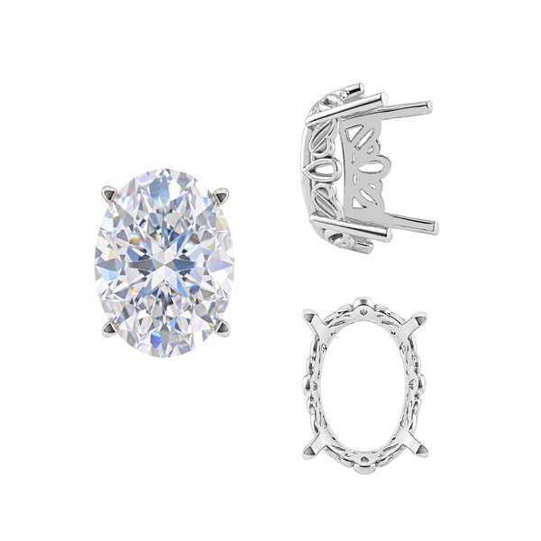 ITI NYC Four Prong Oval Filigree Settings in Sterling Silver (5.00 x 3.00 mm - 20.00 x 15.00 mm)