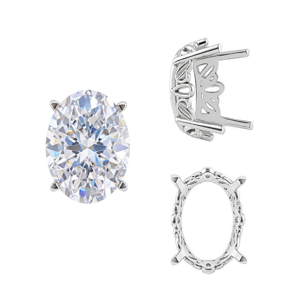 ITI NYC Four Prong Oval Filigree Settings in Sterling Silver (5.00 x 3.00 mm - 20.00 x 15.00 mm)