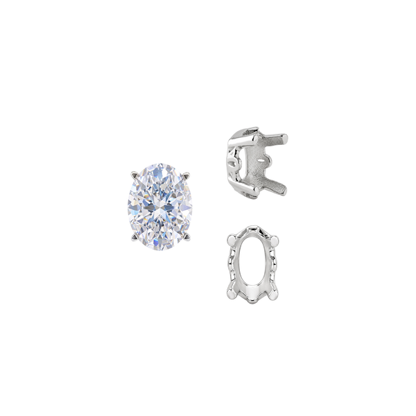 ITI NYC Four Prong Oval Filigree Settings in Sterling Silver (5.00 x 3.00 mm - 20.00 x 15.00 mm)