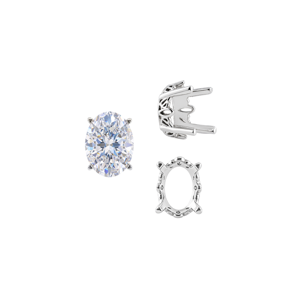 ITI NYC Four Prong Oval Filigree Settings in Sterling Silver (5.00 x 3.00 mm - 20.00 x 15.00 mm)