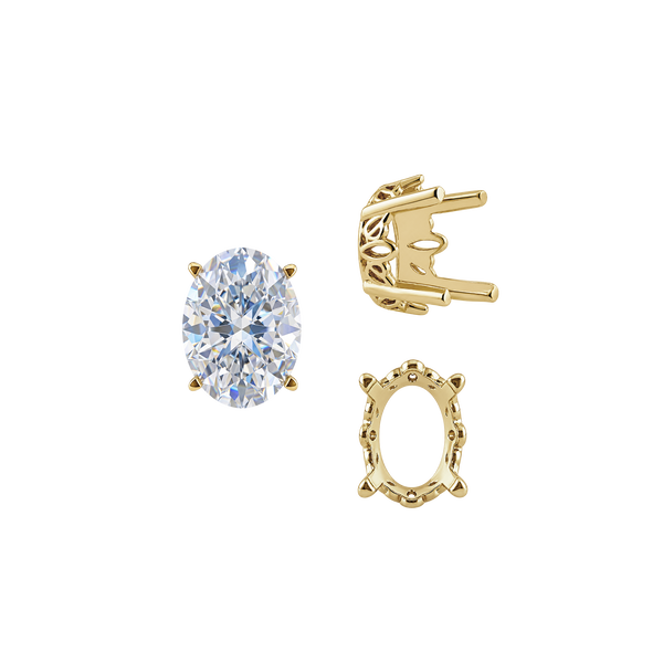 ITI NYC Four Prong Oval Filigree Settings in 14K Gold (5.00 x 3.00 mm - 20.00 x 15.00 mm)