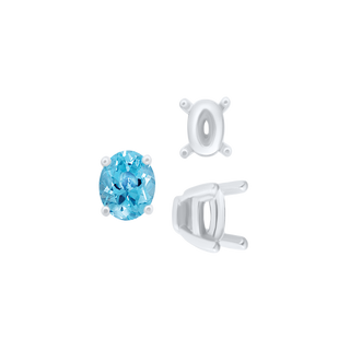 ITI NYC Four Prong Oval Tapered Settings in Sterling Silver (4.00 x 3.00 mm - 13.00 x 10.00 mm)