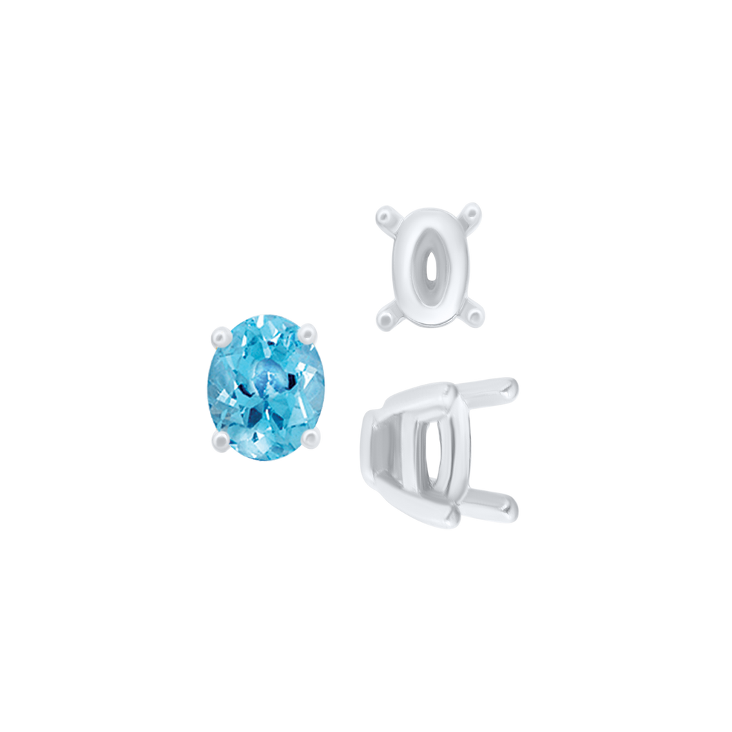 ITI NYC Four Prong Oval Tapered Settings in Sterling Silver (4.00 x 3.00 mm - 13.00 x 10.00 mm)