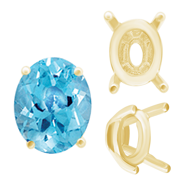 ITI NYC Four Prong Oval Tapered Settings in 14K Gold (6.00 x 4.00 mm - 12.00 x 8.00 mm)