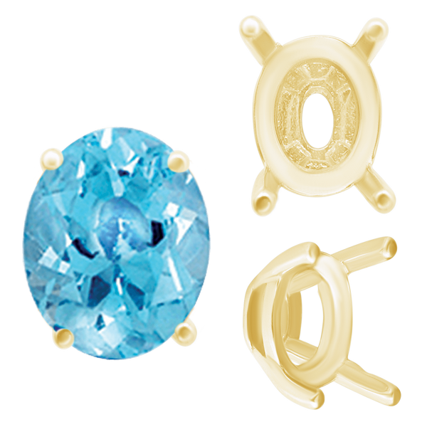 ITI NYC Four Prong Oval Tapered Settings in 14K Gold (6.00 x 4.00 mm - 12.00 x 8.00 mm)