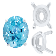 Load image into Gallery viewer, ITI NYC Four Prong Oval Tapered Settings in Sterling Silver (4.00 x 3.00 mm - 13.00 x 10.00 mm)
