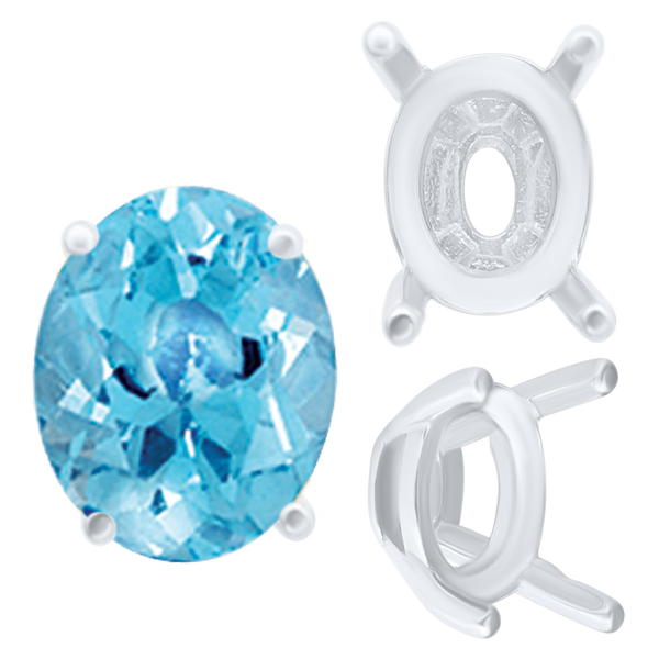 ITI NYC Four Prong Oval Tapered Settings in Sterling Silver (6.00 x 4.00 mm - 12.00 x 8.00 mm)