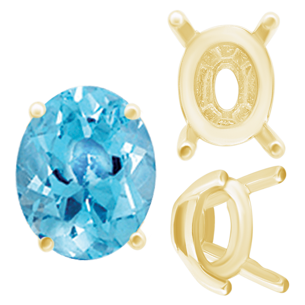 ITI NYC Four Prong Oval Tapered Settings in 14K Gold (6.00 x 4.00 mm - 12.00 x 8.00 mm)