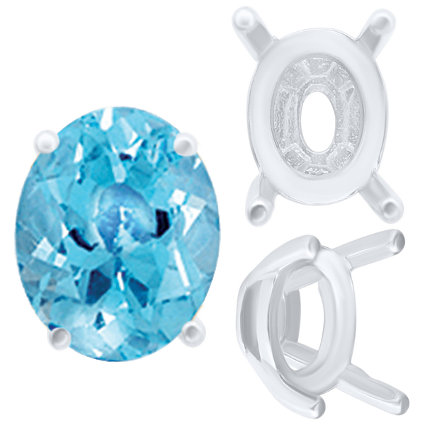 ITI NYC Four Prong Oval Tapered Settings in Sterling Silver (4.00 x 3.00 mm - 13.00 x 10.00 mm)