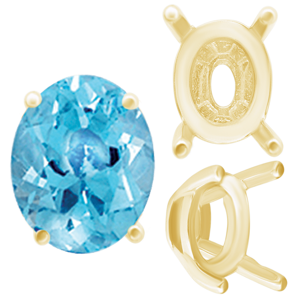 ITI NYC Four Prong Oval Tapered Settings in 14K Gold (4.00 x 3.00 mm - 13.00 x 10.00 mm)