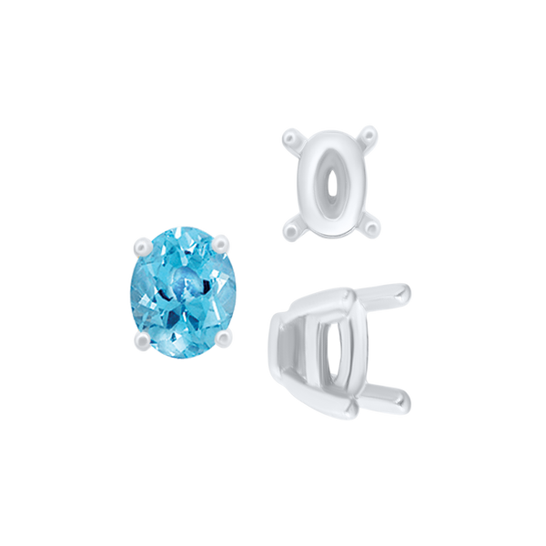 ITI NYC Four Prong Oval Tapered Settings in Sterling Silver (4.00 x 3.00 mm - 13.00 x 10.00 mm)