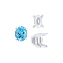 Load image into Gallery viewer, ITI NYC Four Prong Oval Tapered Settings in Sterling Silver (4.00 x 3.00 mm - 13.00 x 10.00 mm)
