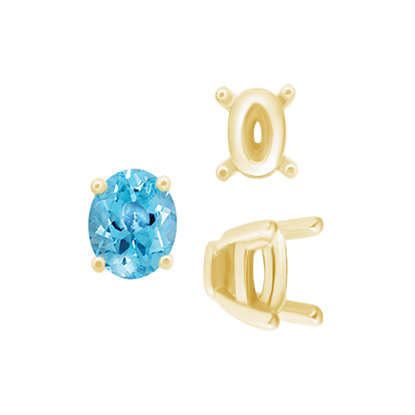 ITI NYC Four Prong Oval Tapered Settings in 18K Gold (4.00 x 3.00 mm - 13.00 x 10.00 mm)