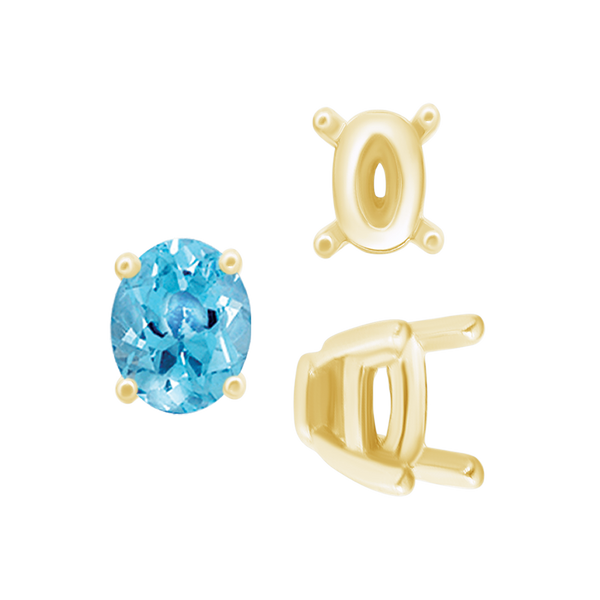 ITI NYC Four Prong Oval Tapered Settings in 14K Gold (4.00 x 3.00 mm - 13.00 x 10.00 mm)
