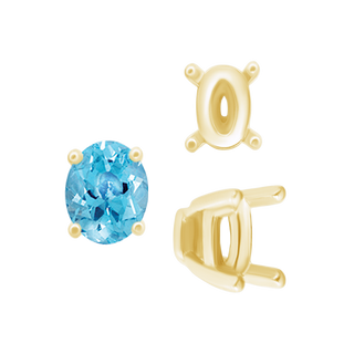 ITI NYC Four Prong Oval Tapered Settings in 14K Gold (6.00 x 4.00 mm - 12.00 x 8.00 mm)