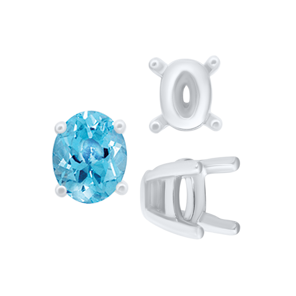 ITI NYC Four Prong Oval Tapered Settings in Sterling Silver (4.00 x 3.00 mm - 13.00 x 10.00 mm)