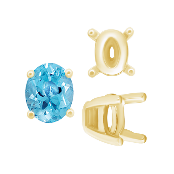 ITI NYC Four Prong Oval Tapered Settings in 14K Gold (6.00 x 4.00 mm - 12.00 x 8.00 mm)