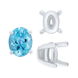 ITI NYC Four Prong Oval Tapered Settings in Sterling Silver (4.00 x 3.00 mm - 13.00 x 10.00 mm)