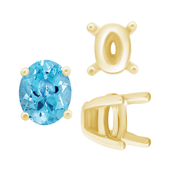 ITI NYC Four Prong Oval Tapered Settings in 14K Gold (4.00 x 3.00 mm - 13.00 x 10.00 mm)