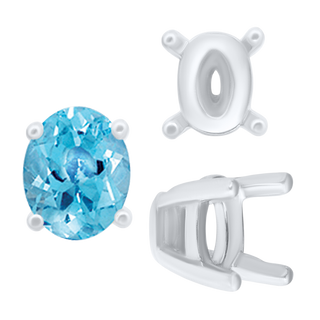 ITI NYC Four Prong Oval Tapered Settings in Sterling Silver (6.00 x 4.00 mm - 12.00 x 8.00 mm)