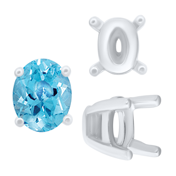 ITI NYC Four Prong Oval Tapered Settings in Sterling Silver (6.00 x 4.00 mm - 12.00 x 8.00 mm)
