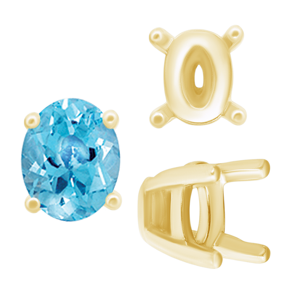ITI NYC Four Prong Oval Tapered Settings in 14K Gold (6.00 x 4.00 mm - 12.00 x 8.00 mm)