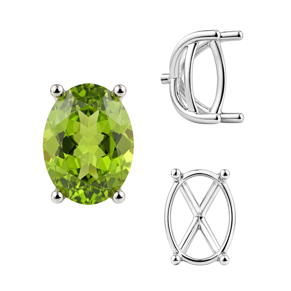 ITI NYC Four Prong Oval Tapered Basket Settings in Sterling Silver (5.50 x 3.50 mm - 11.50 x 9.50 mm)