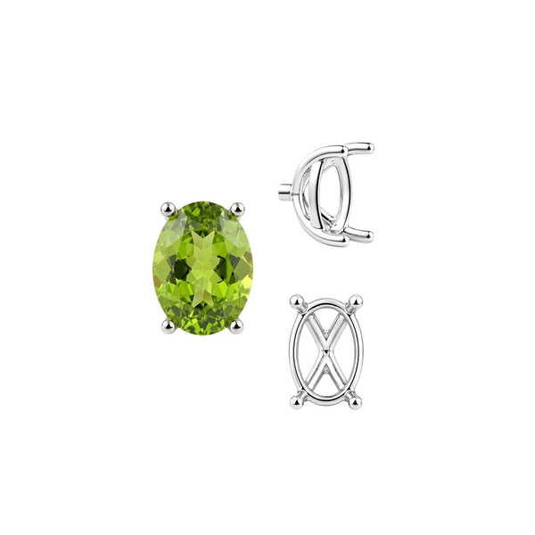 ITI NYC Four Prong Oval Tapered Basket Settings in Sterling Silver (5.50 x 3.50 mm - 11.50 x 9.50 mm)