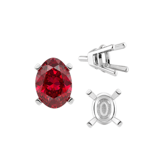 ITI NYC Four Prong Oval Tapered Settings With Peg in Sterling Silver (5.00 x 3.00 mm - 12.00 x 10.00 mm)