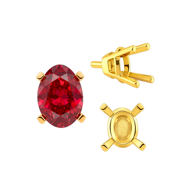 ITI NYC Four Prong Oval Tapered Settings With Peg in 14K Gold (5.00 x 3.00 mm - 12.00 x 10.00 mm)