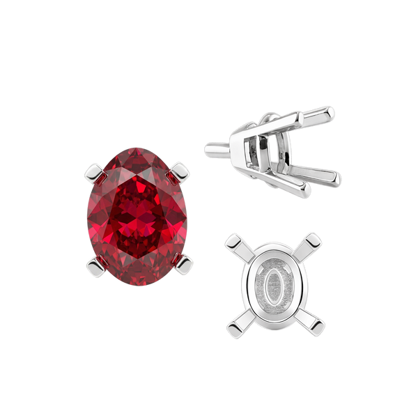 ITI NYC Four Prong Oval Tapered Settings With Peg in Sterling Silver (5.00 x 3.00 mm - 12.00 x 10.00 mm)