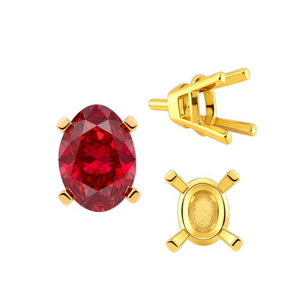 ITI NYC Four Prong Oval Tapered Settings With Peg in 14K Gold (5.00 x 3.00 mm - 12.00 x 10.00 mm)