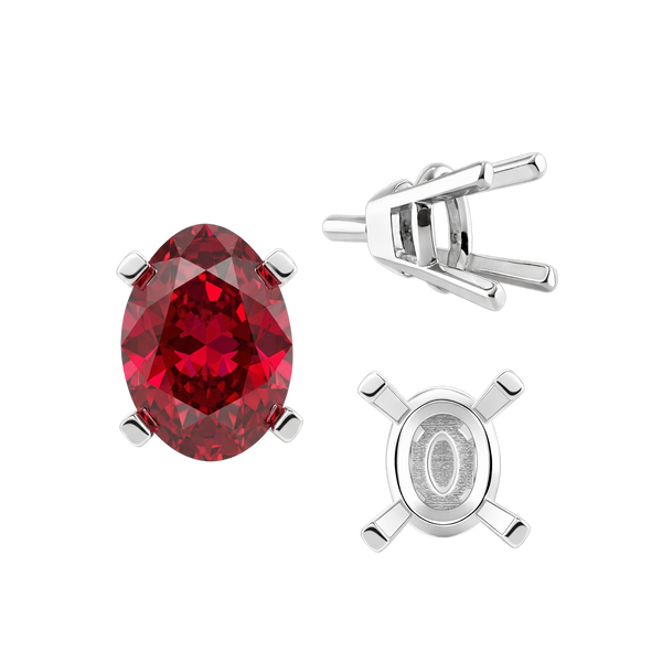 ITI NYC Four Prong Oval Tapered Settings With Peg in Sterling Silver (5.00 x 3.00 mm - 12.00 x 10.00 mm)