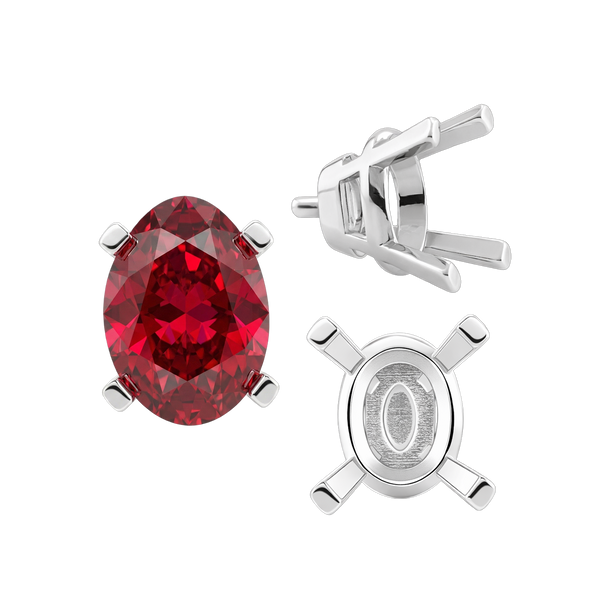 ITI NYC Four Prong Oval Tapered Settings With Peg in Sterling Silver (5.00 x 3.00 mm - 12.00 x 10.00 mm)
