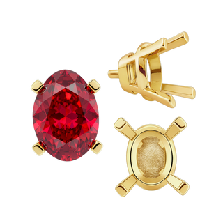 ITI NYC Four Prong Oval Tapered Settings With Peg in 14K Gold (5.00 x 3.00 mm - 12.00 x 10.00 mm)