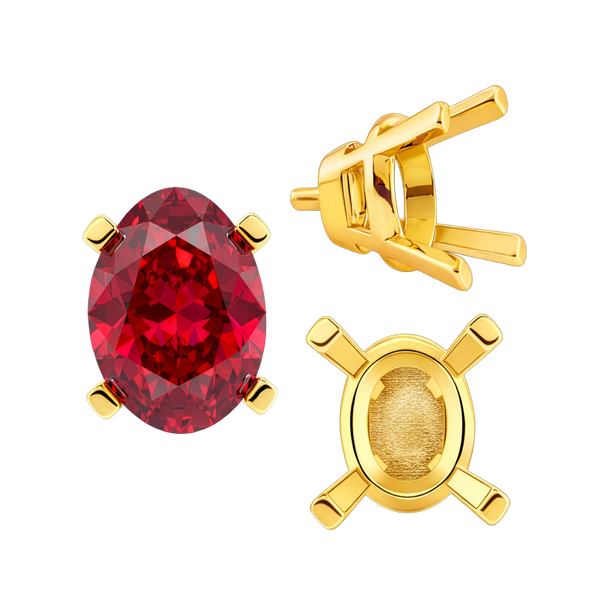 ITI NYC Four Prong Oval Tapered Settings With Peg in 14K Gold (5.00 x 3.00 mm - 12.00 x 10.00 mm)