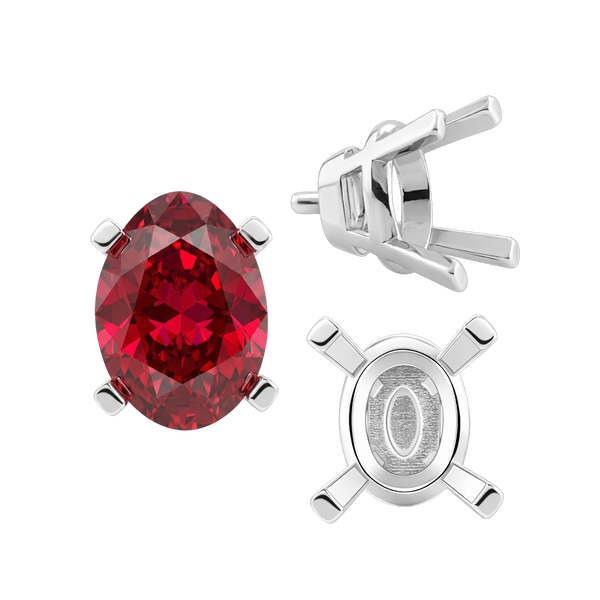 ITI NYC Four Prong Oval Tapered Settings With Peg in Sterling Silver (5.00 x 3.00 mm - 12.00 x 10.00 mm)