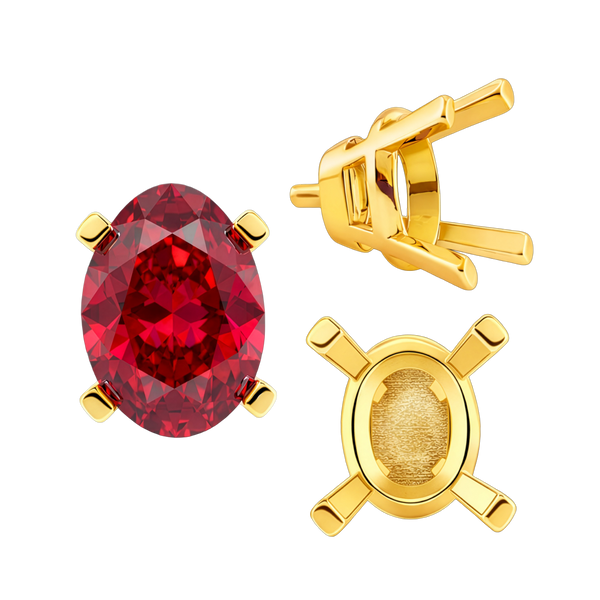 ITI NYC Four Prong Oval Tapered Settings With Peg in 14K Gold (5.00 x 3.00 mm - 12.00 x 10.00 mm)