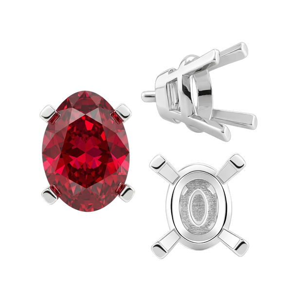 ITI NYC Four Prong Oval Tapered Settings With Peg in Sterling Silver (5.00 x 3.00 mm - 12.00 x 10.00 mm)
