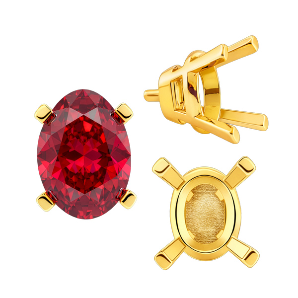 ITI NYC Four Prong Oval Tapered Settings With Peg in 14K Gold (5.00 x 3.00 mm - 12.00 x 10.00 mm)